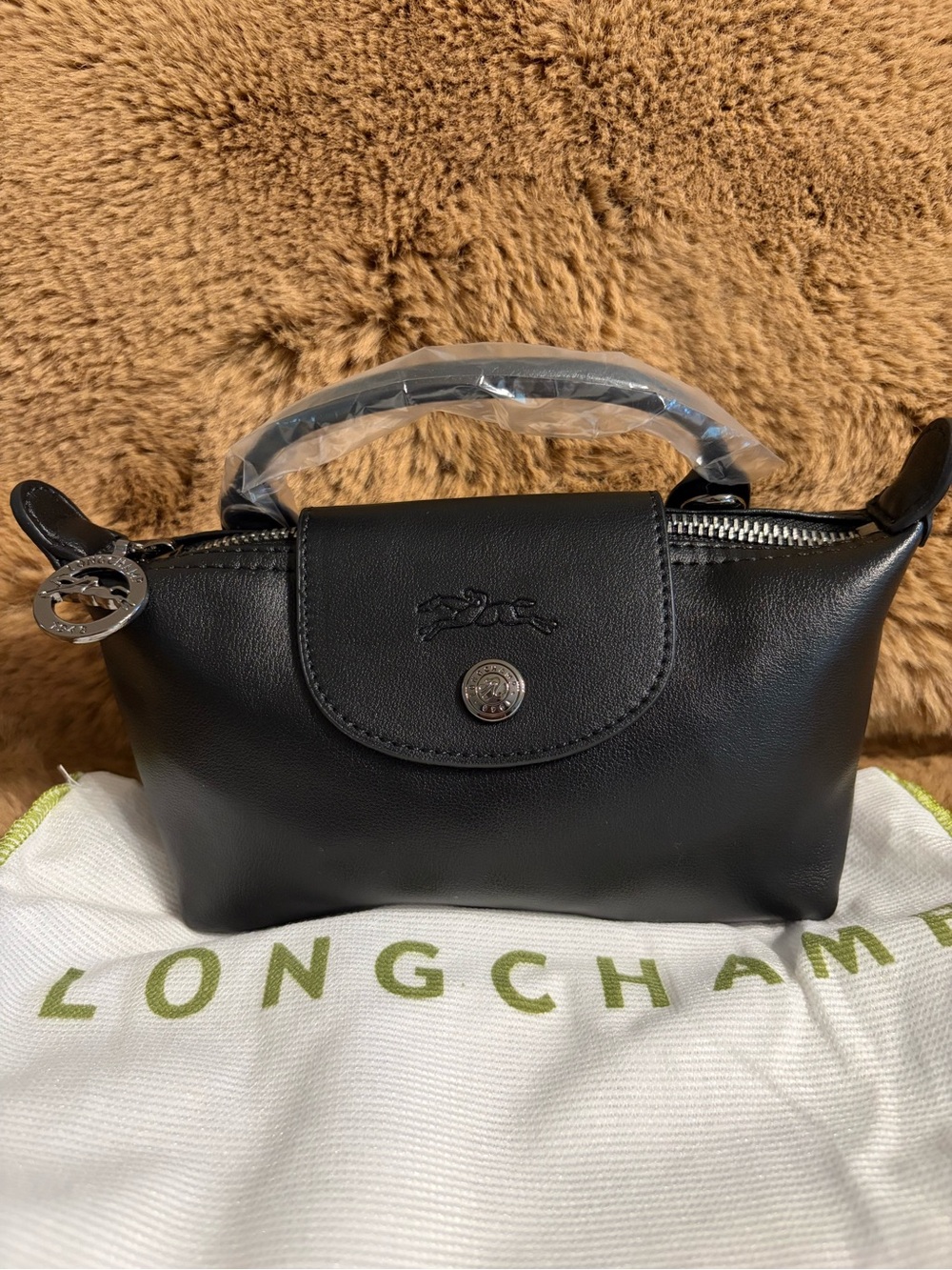 Longchamp Black Small Le Pliage Cuir Top-Handle Crossbody